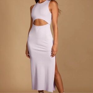 Lulu's Lilac Cutout Ribbed Midi Dress